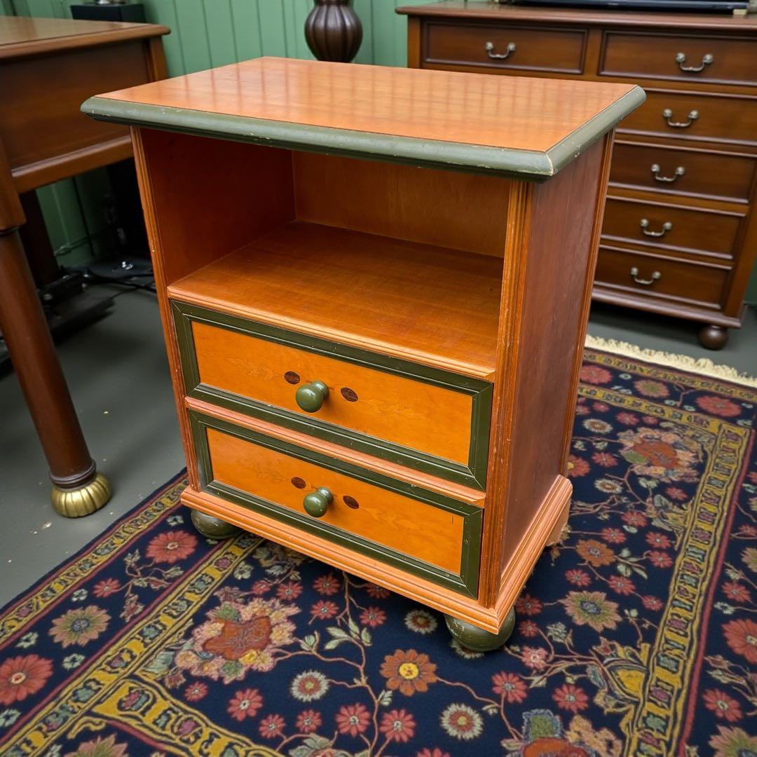イタリア家具　電話台　3段チェスト　象嵌　アンティーク　花台　FAX台　北欧