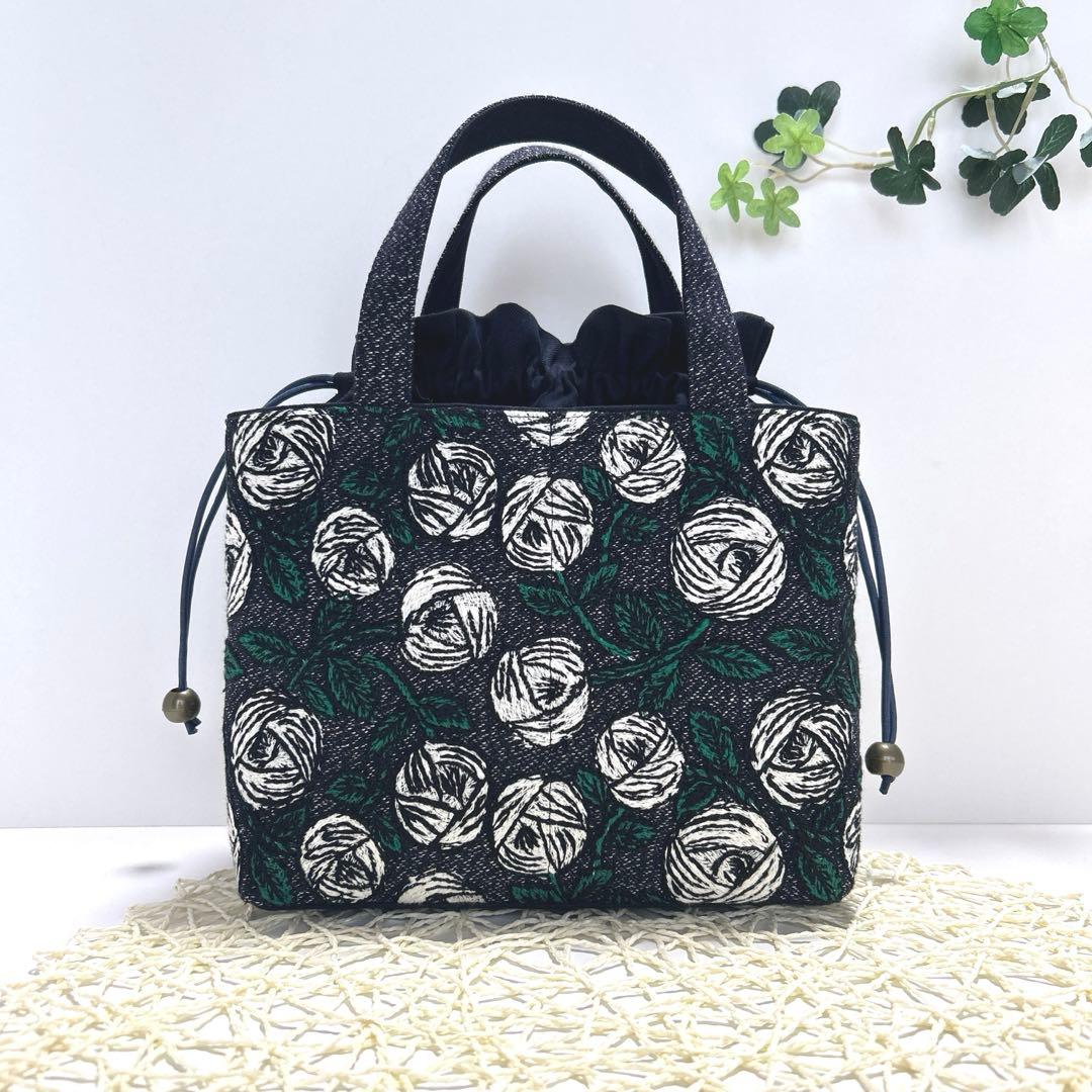 「専用」ミナペルホネンあおりポケット巾着バッグ　ハンドメイド