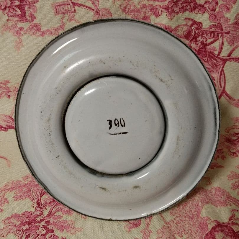 レア＊フランスアンティーク＊japy＊パンジー柄バターディッシュ＊ホーロー