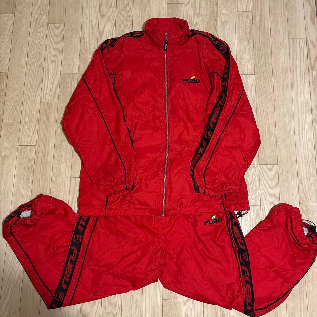 FUBU ナイロンジャケット Lサイズ 赤セットアップ