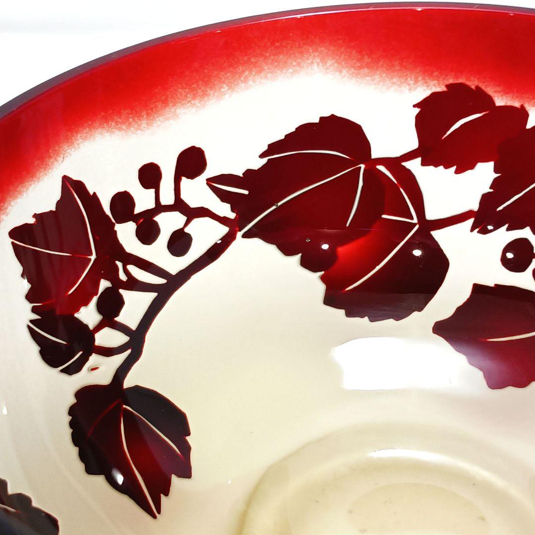 Y3279-2 ガレ風 被せガラス 花文鉢 ボウル 直径12㎝　ten