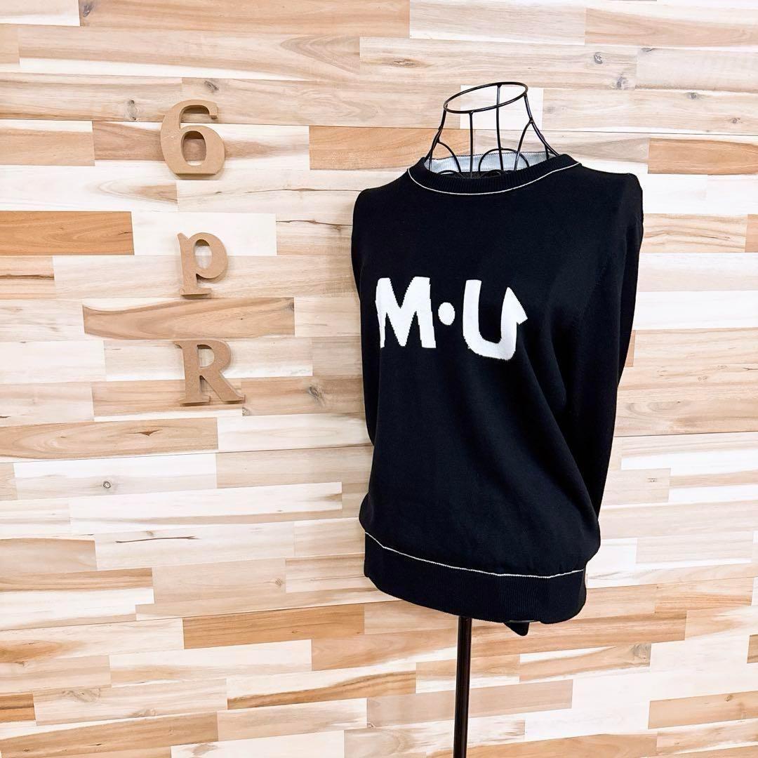 【エムユースポーツ】ゴルフ ニット セーター モノトーン M・Uロゴ 黒×白