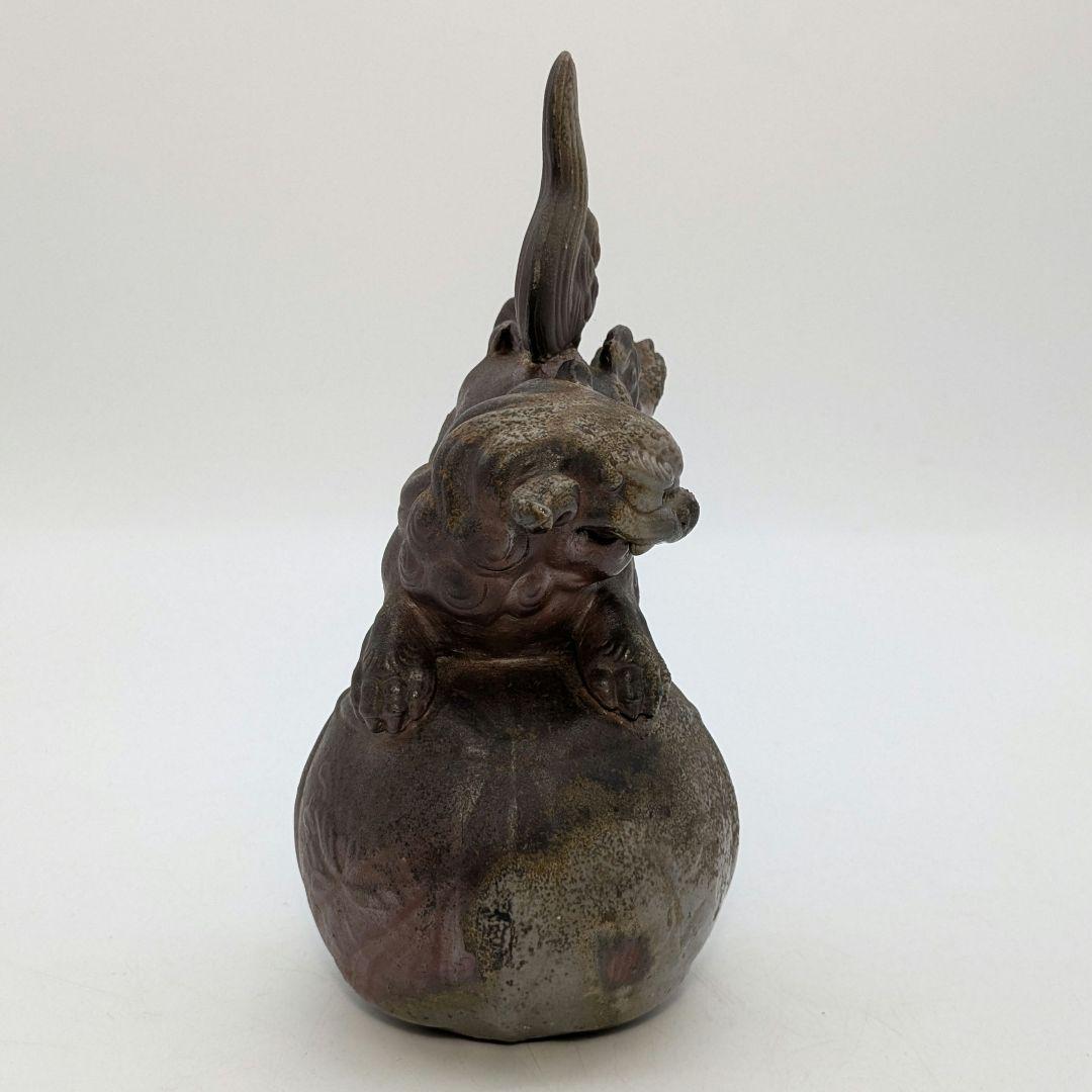 陶正園 備前焼 獅子置物 跳獅子 玉乗り獅子 縁起物 インテリア 魔除け 厄除け