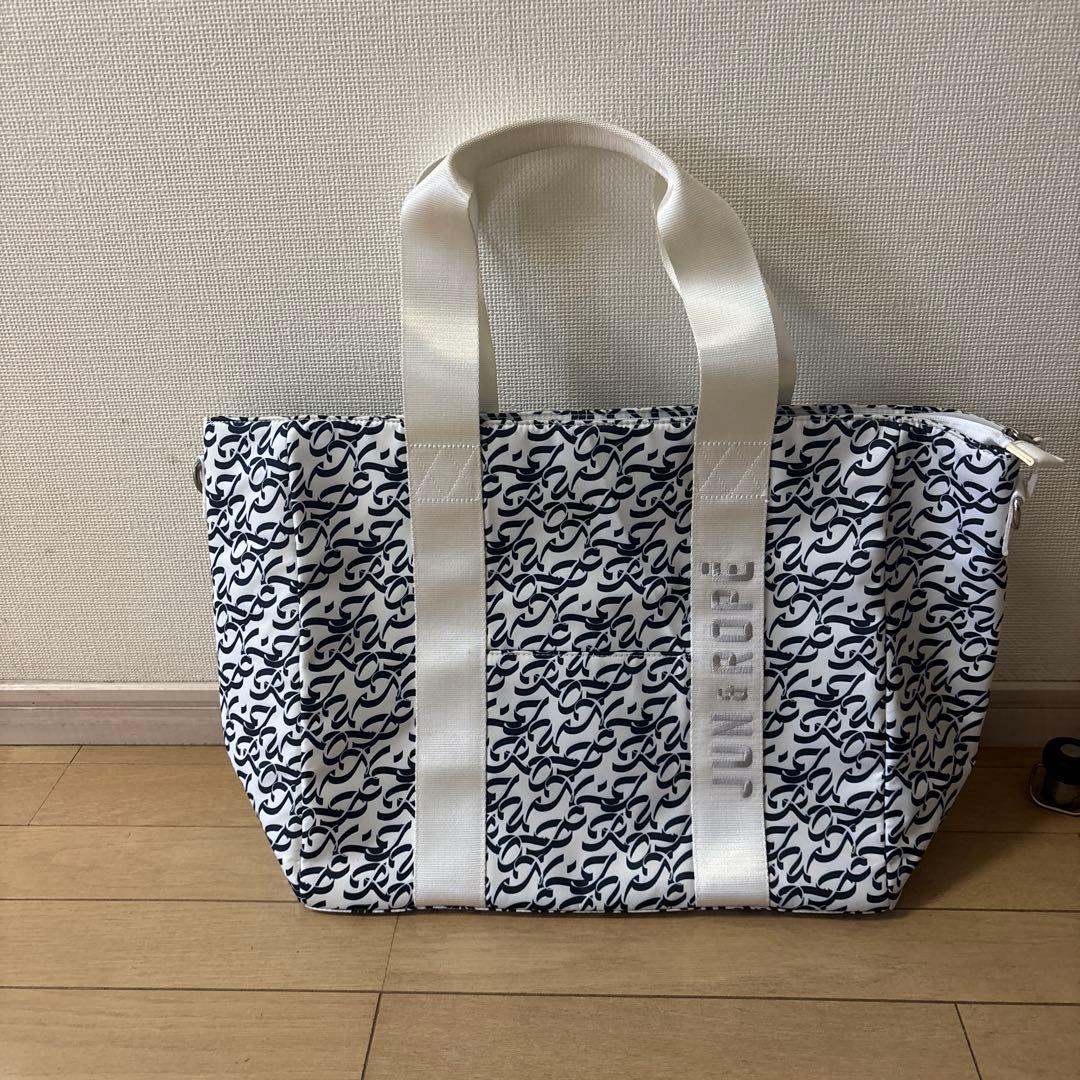 トートバッグ 白と紺のパターン キャンバス