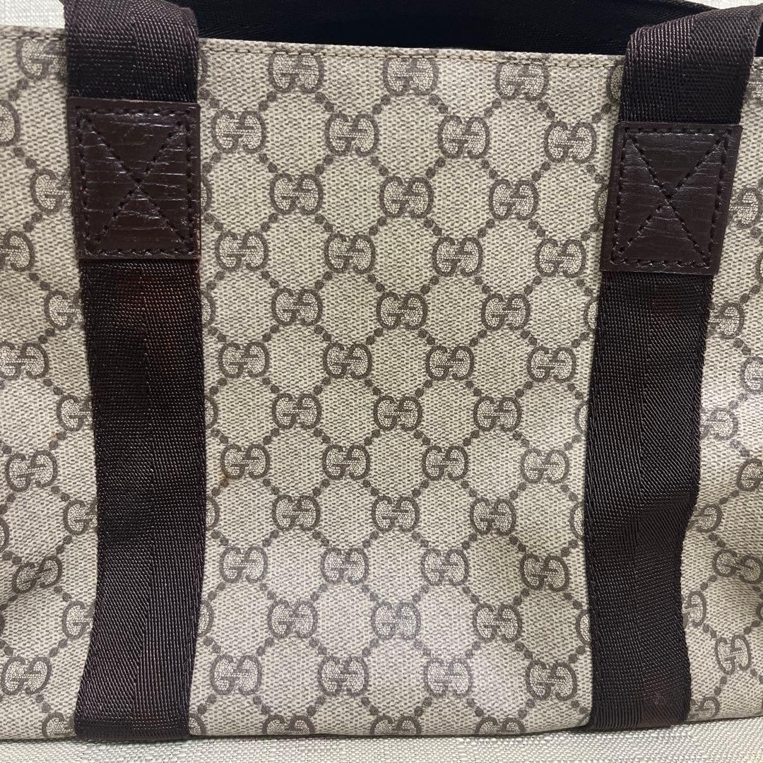 GUCCI グッチ PVC トートバッグ GG柄 レザー ブラウン ハンドバック