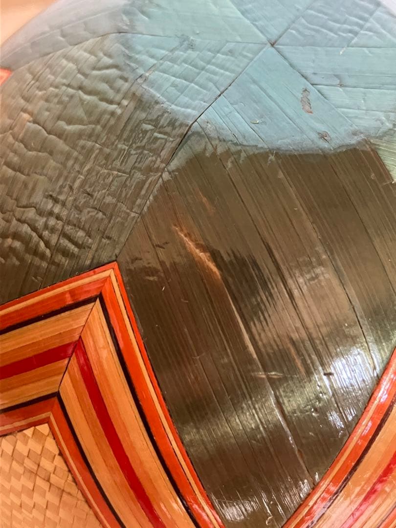 麦わら細工　球型ボンボン入れ　漆器　工芸品　伝統工芸　むぎわら細工　アンティーク