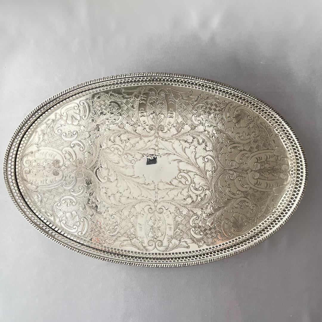 【Viners】 ギャラリートレー オーバル型 38cm 【シルバープレート】