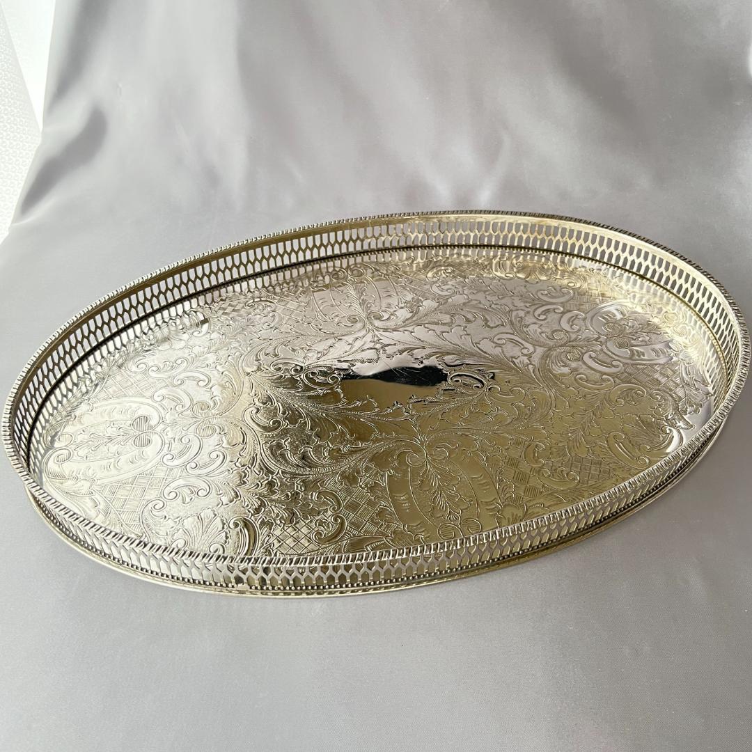 【Viners】 ギャラリートレー オーバル型 38cm 【シルバープレート】