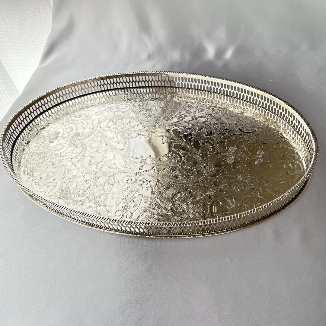 【Viners】 ギャラリートレー オーバル型 38cm 【シルバープレート】