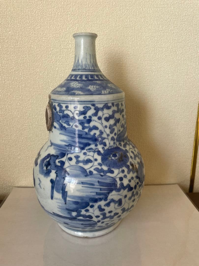 青白磁の装飾花瓶古美術骨董