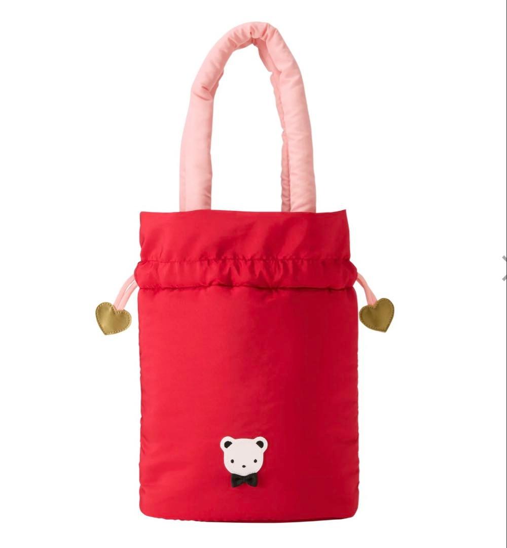 新品未使用 ファミリア巾着バッグ レッド バレンタイン 完売カラータグ付