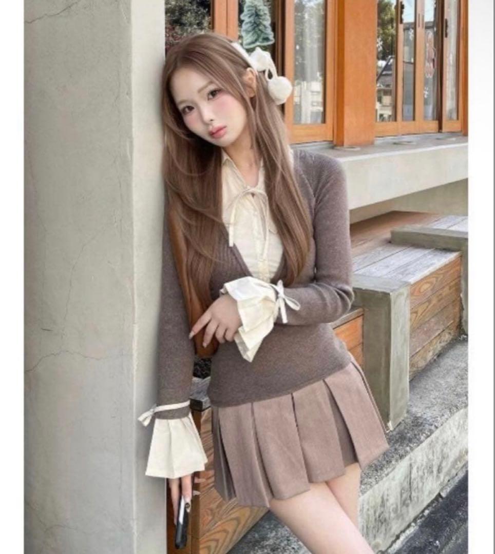 Darich ダーリッチ シャツドッキングプリーツミニワンピース モカ free