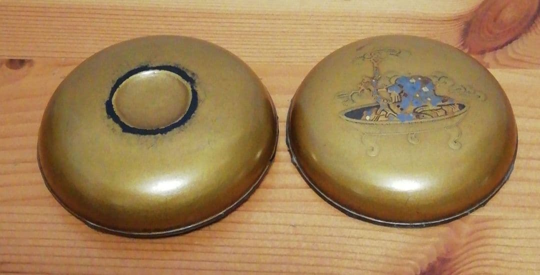 時代　蒔絵　植木　香合　漆箱　仕服付　茶道具