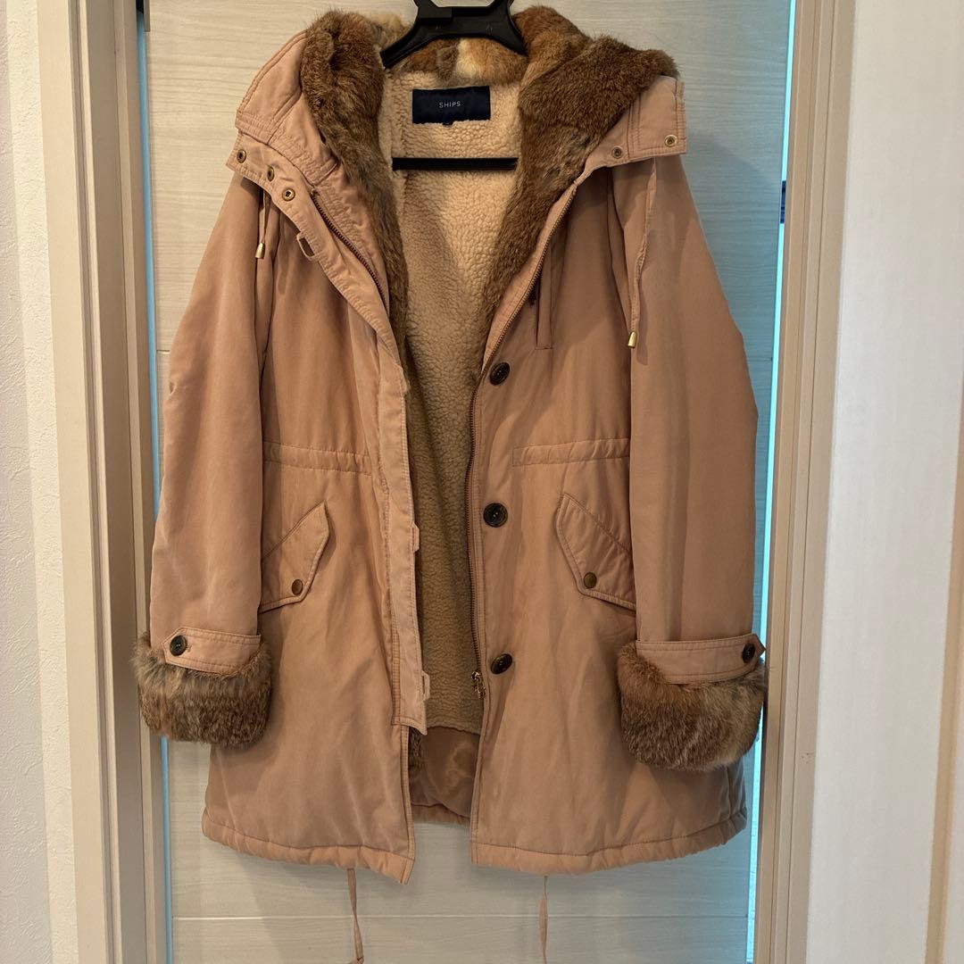 SHIPS ラビットファー2WAY モッズコート