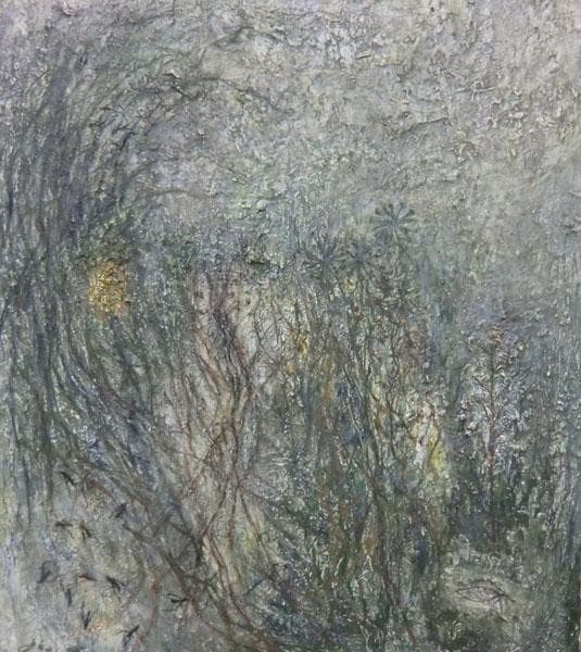 真作保証 藤本俊子　野原にて 草原　昭和44年　油絵　額縁52㎝×60㎝　北海道