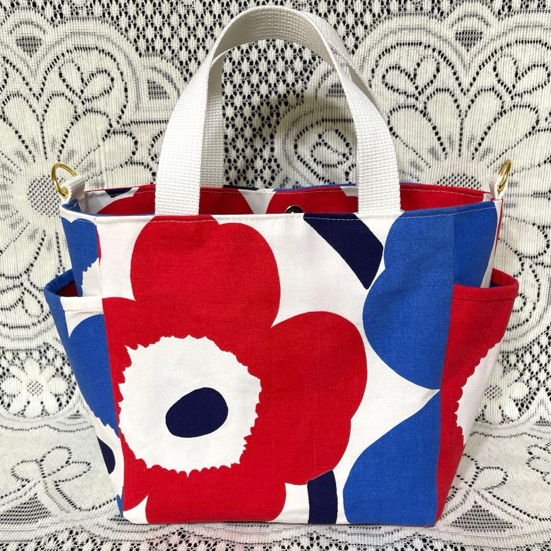 マリメッコ ウニッコ ミニトートバッグ ブルー×レッド ミャクミャク風 万博風