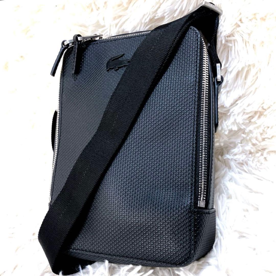 ✨極美品 ラコステ バーティカルカメラバッグ ショルダー ブラック ワニ 現行
