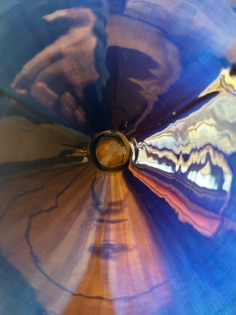 三代徳田八十吉　彩釉鉢　輪華　31センチ