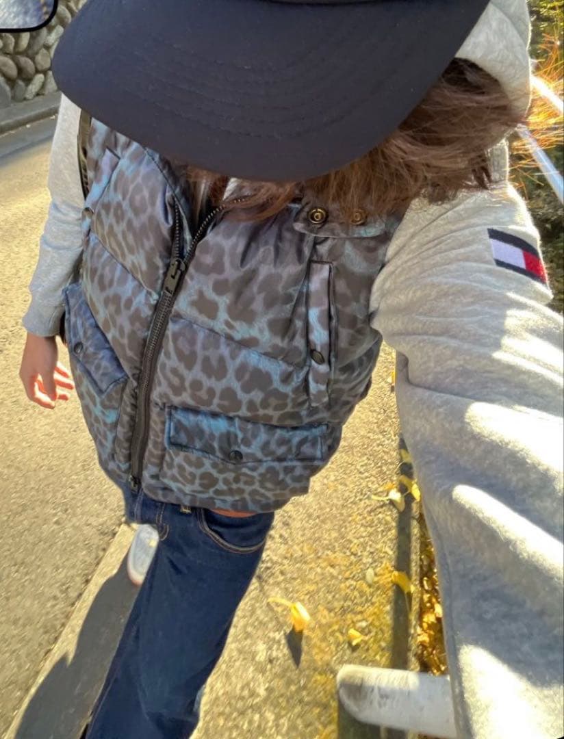 希少 レオパード ダウンジャケット 青