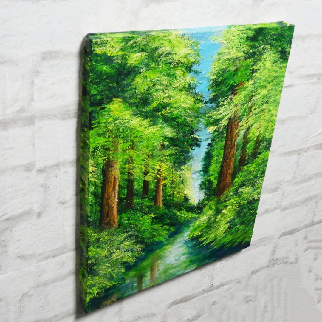 油絵 油彩 油彩画 絵 絵画 【新緑と川】F8号