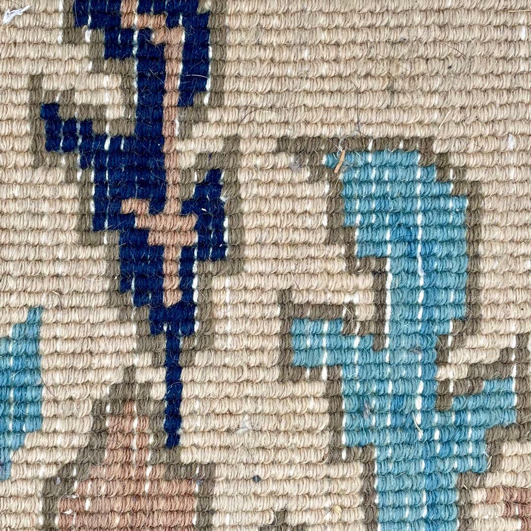 ヴィンテージ 中国段通 ウール ラグ 玄関マット カーペット 花柄