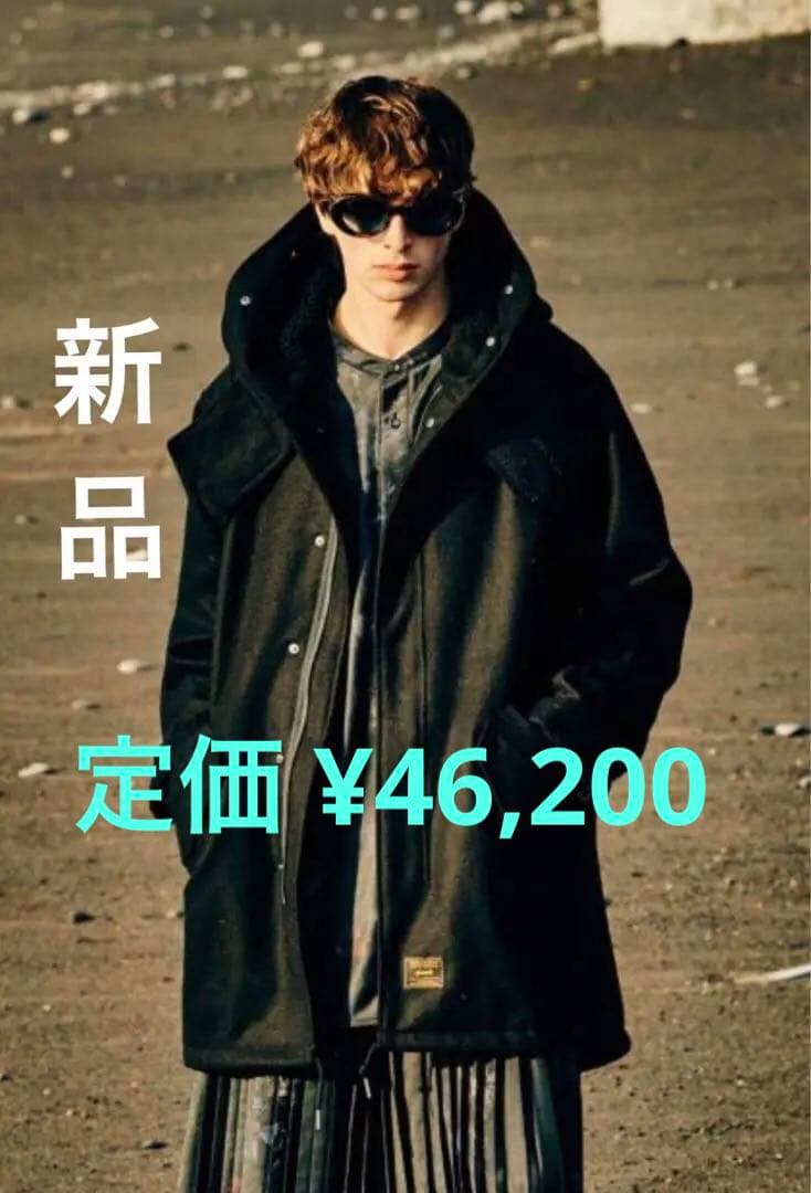 【新品：¥46,200】glamb グラム モッズコート 黒 M 春/秋/冬用