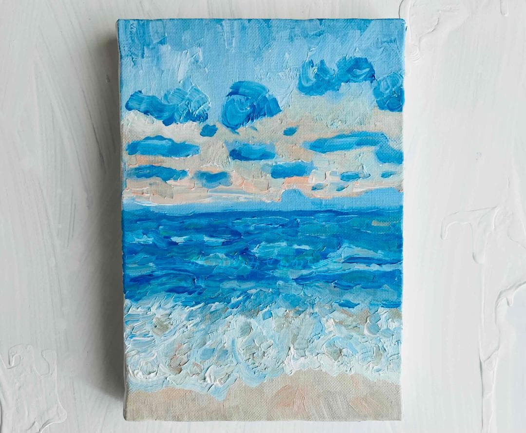 16×23㎝「朝の海６」油彩・原画・サムホール