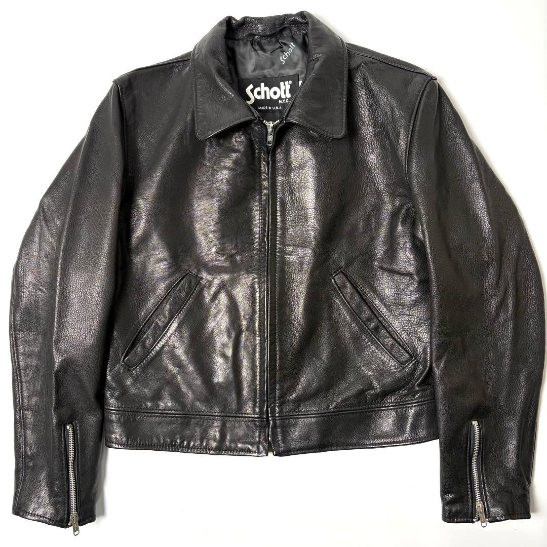 【米国製】Schott レザーライダースジャケット 黒M レディース U247W