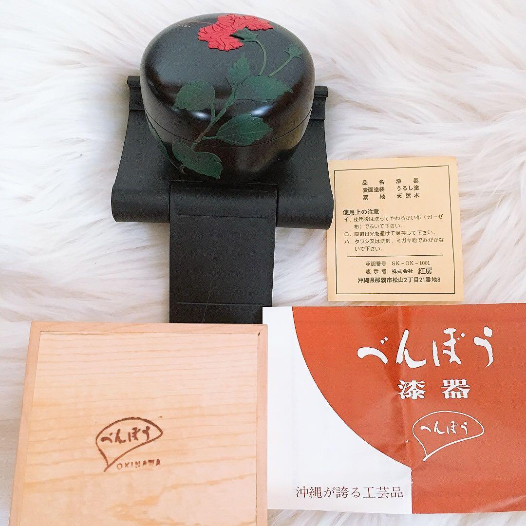 茶道具　棗 黒漆塗 椿蒔絵茶道具 漆器　うるし塗　沖縄工芸品 琉球漆器