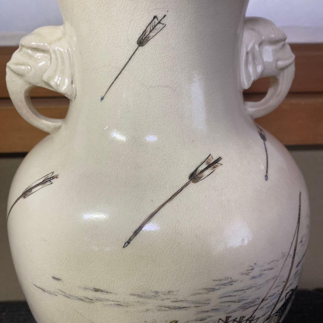 ヨーロッパ輸出里帰り薩摩焼武者図花瓶