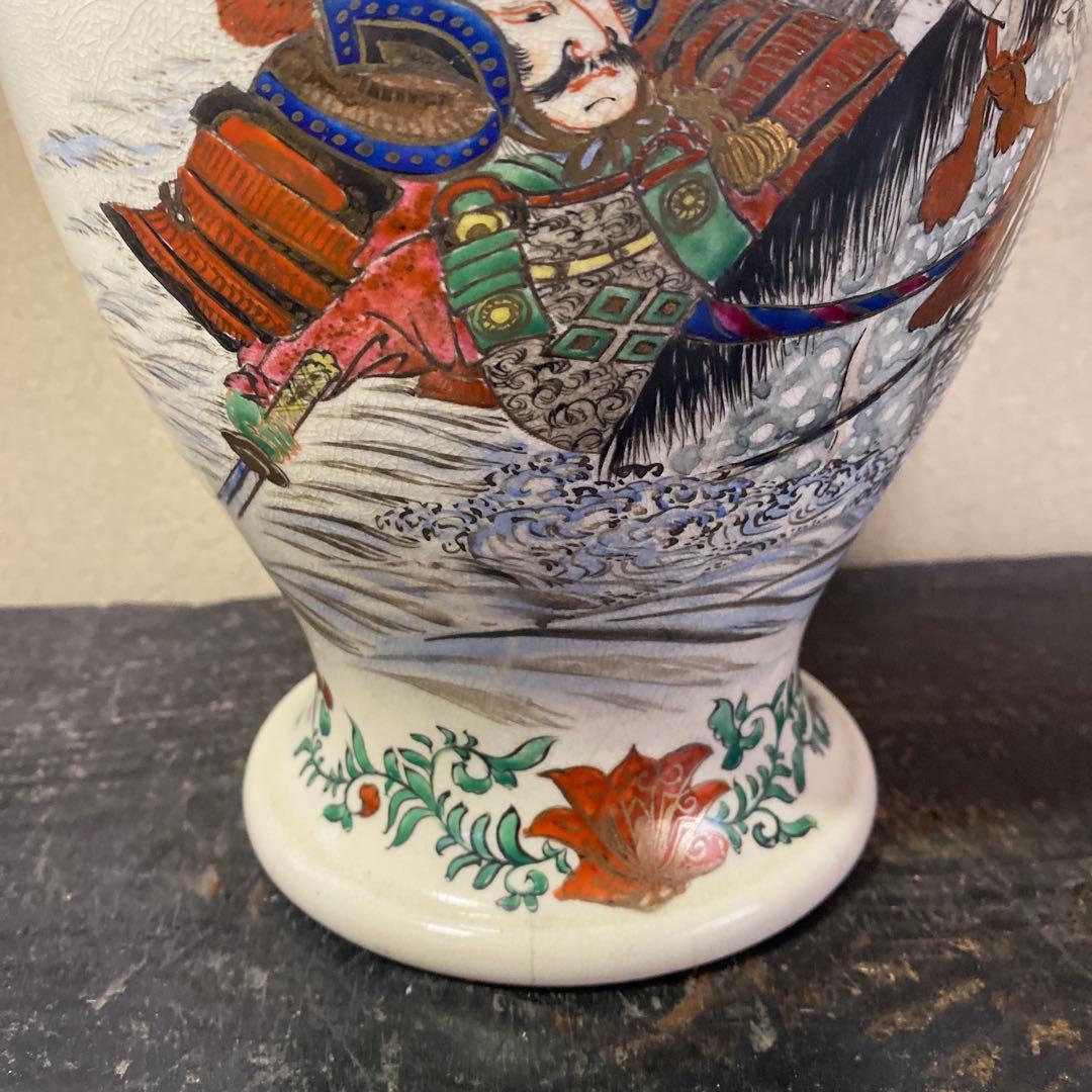 ヨーロッパ輸出里帰り薩摩焼武者図花瓶