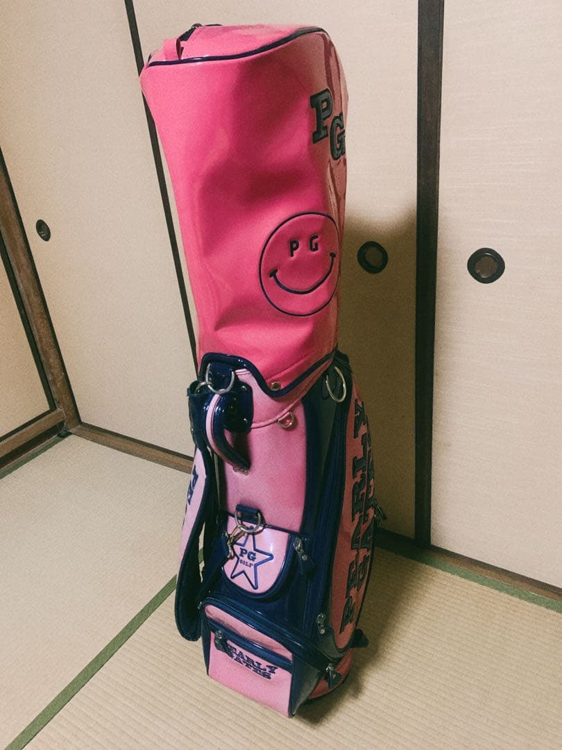 パーリーゲイツ　キャディバッグ　エナメル　ピンク　レディース