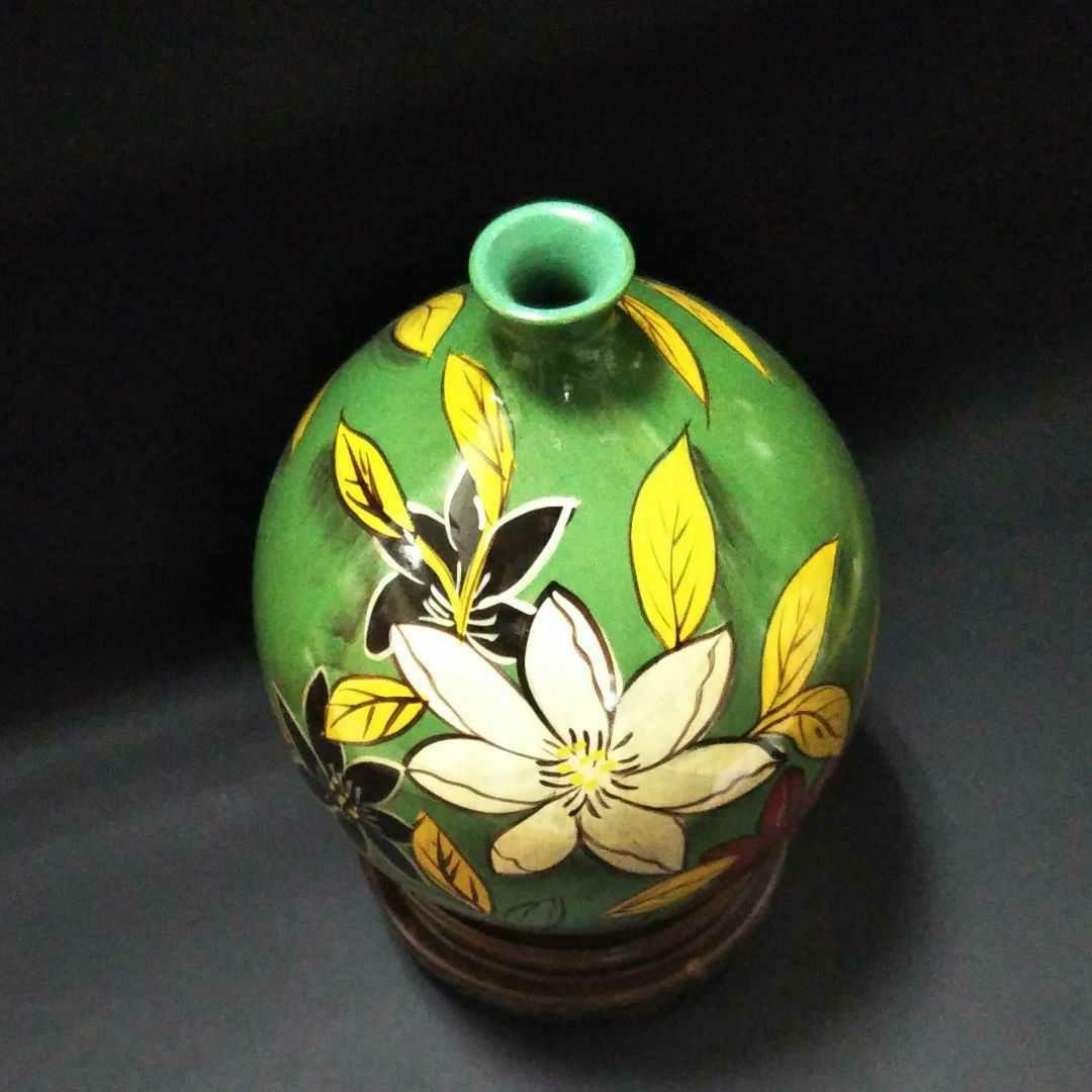 ※中国古美術/磁州窯黒釉三彩蓮弁花瓶/